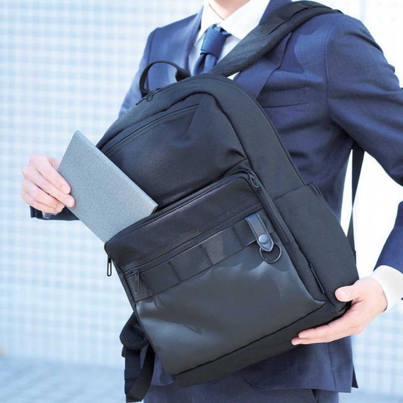 ELECOM 整齐防泼水商务后背包-黑 - 电脑包 - 聚酯纤维 黑色