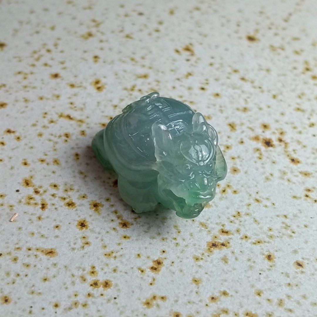J0211天然翡翠A货 . 冰种湖水龙龟.健康长寿.挂饰. - 摆饰 - 玉石 