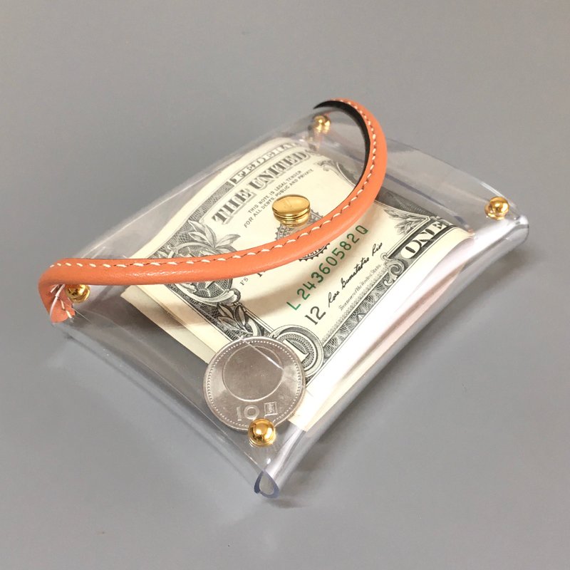 pvc透明零钱包/收纳袋-橘色 - 皮夹/钱包 - 塑料 透明