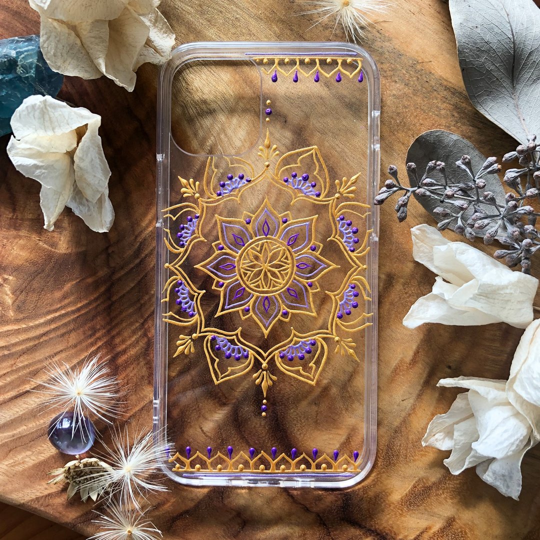 Malic 。 Henna 风格手绘电话殻 - 手机壳/手机套 - 塑料 金色