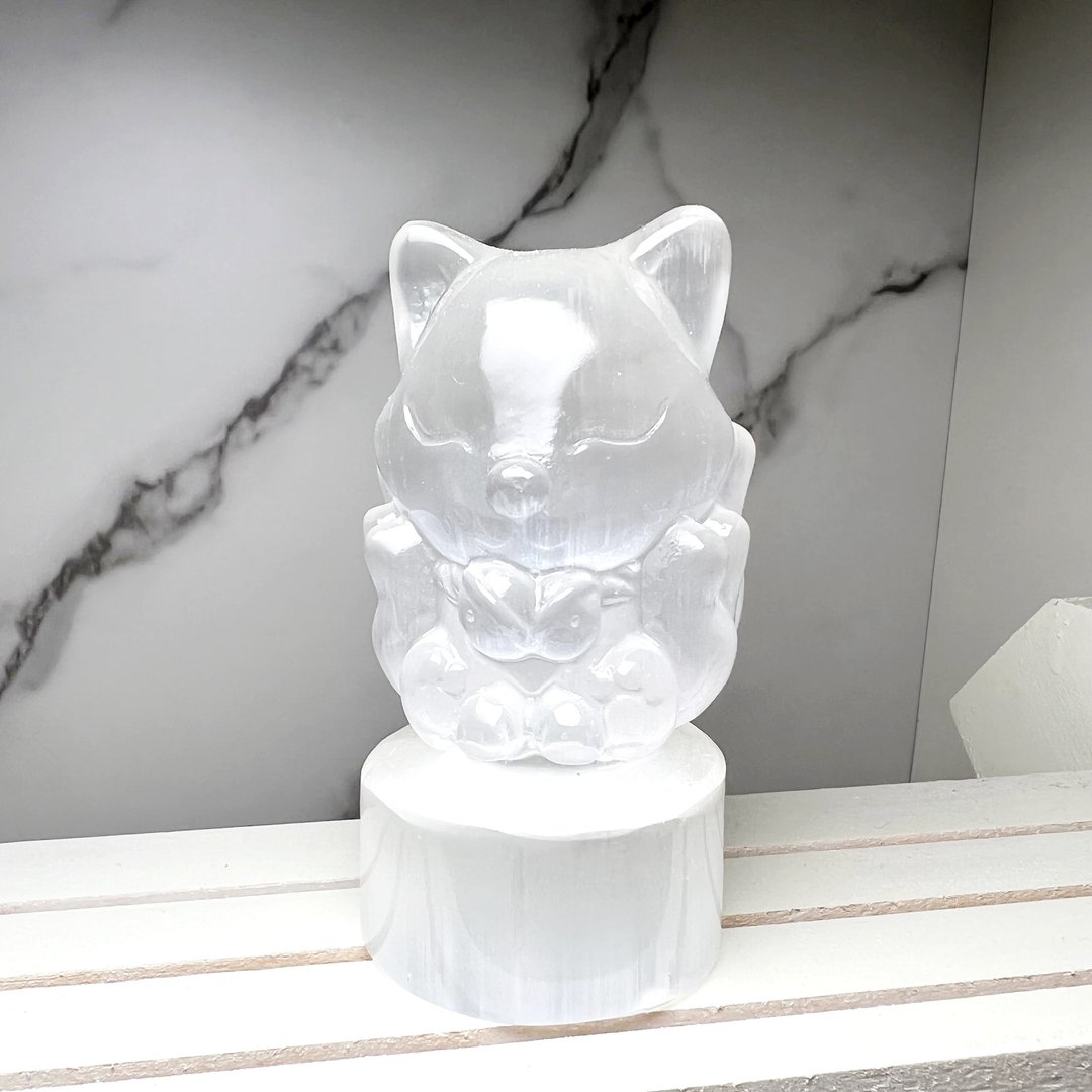 九尾狐。净化 充电  能量 疗愈 一图一物 摆件 消磁 l 透石膏 l - 摆饰 - 水晶 