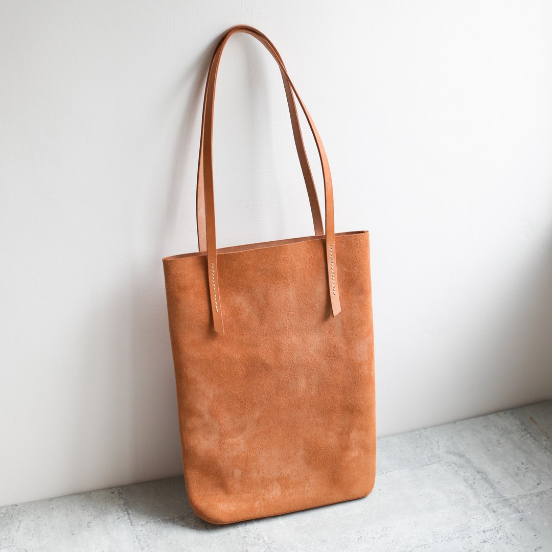 全手工简约淡焦糖色植鞣真皮牛皮肩背托特 tote 包 - 侧背包/斜挎包 - 真皮 橘色
