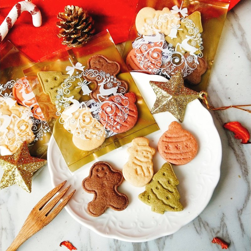 圣诞节4入造型手工饼干(圣诞树/雪人/姜饼人) - 手工饼干 - 新鲜食材 红色