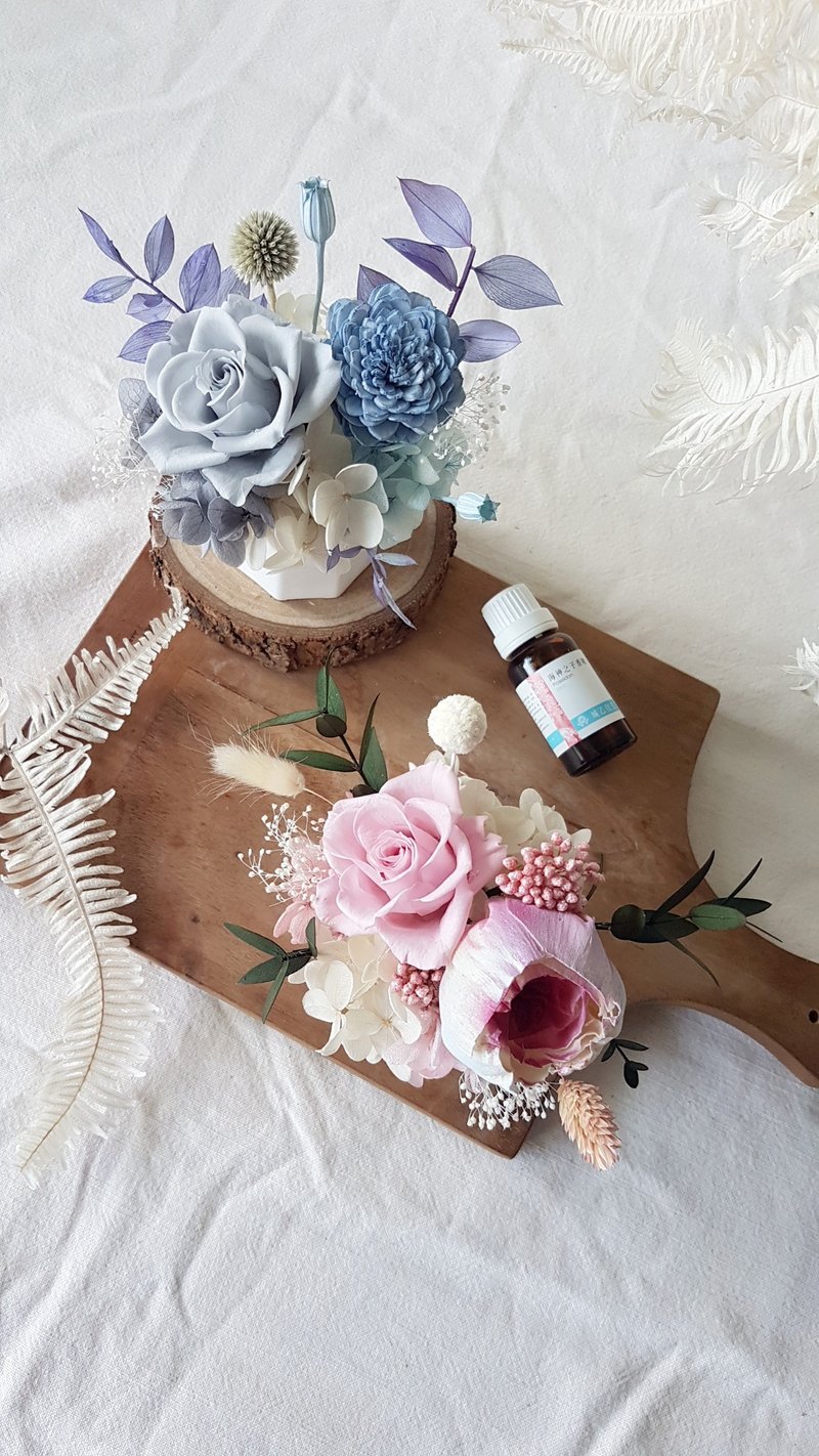 海藏设计│波西米亚风・大理石纹香氛石盆花+精油组 - 植栽/盆栽 - 植物．花 多色