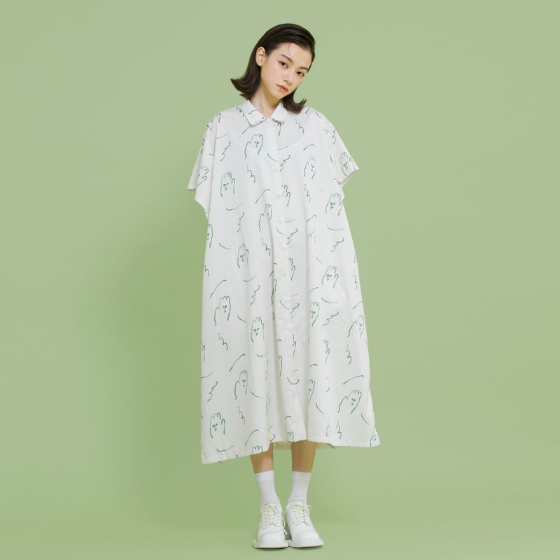 tan tan / 手掌兄弟长版衬衫洋装(白) - 洋装/连衣裙 - 其他材质 白色