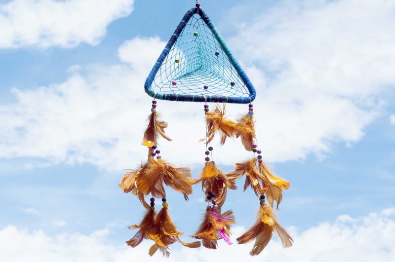 民族风boho手工编织棉麻彩虹捕梦网吊饰dream Cather-三角御饭团 - 摆饰 - 棉．麻 多色