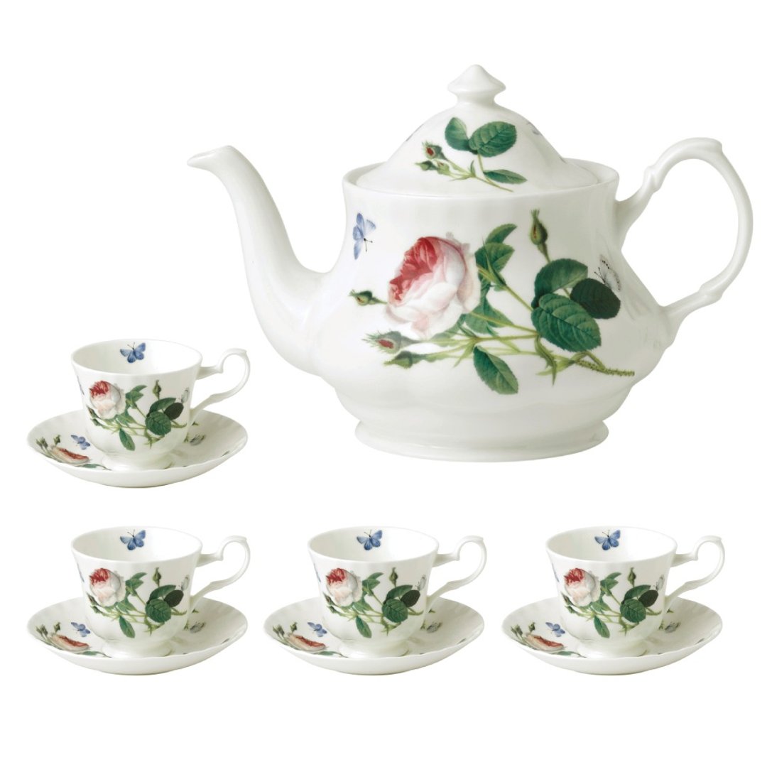 英国RK Palace Garden 玫瑰花园系列下午茶具5件组 (1壶4杯盘) - 茶具/茶杯 - 瓷 