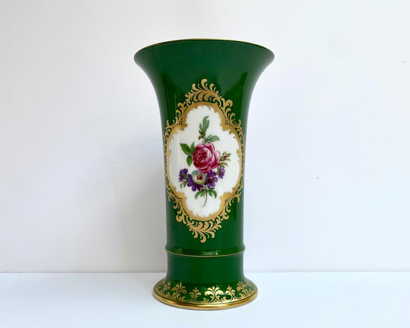 20 世纪 80 年代复古瓷花瓶 德国 Kaiser 瓷器 - 花瓶/陶器 - 瓷 绿色