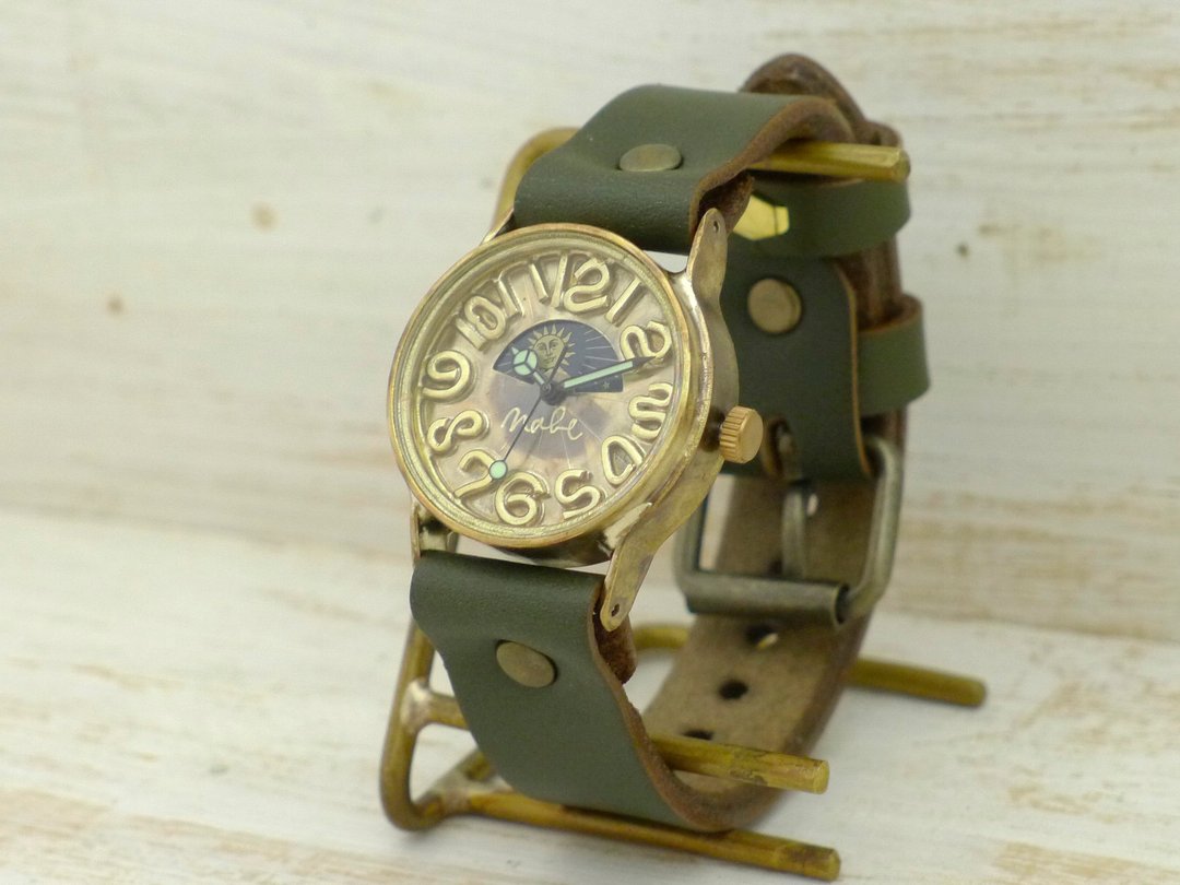 手工表 HandCraftWatch Sun&Moon 男士黄铜 32mm (358S&M KH) - 女表 - 铜/黄铜 金色