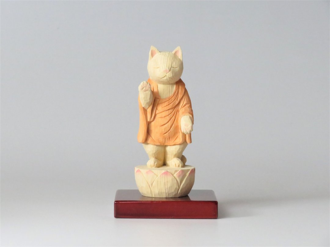 Wood carving cat 2102 - 摆饰 - 木头 橘色