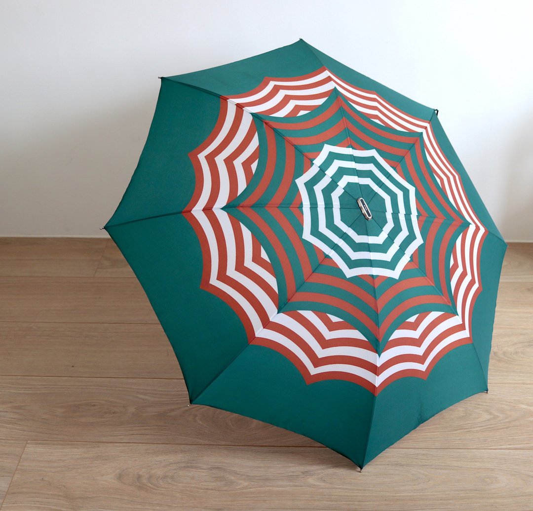 德国精品Knirps 70年代复古棕绿线条老折伞 - 雨伞/雨衣 - 防水材质 绿色