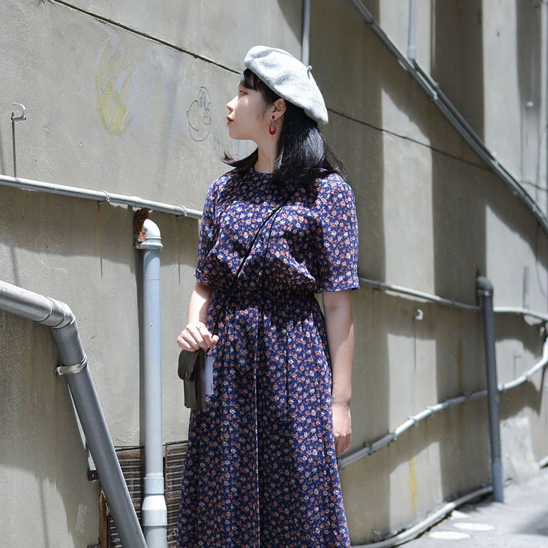 坠入海 |  日本古着短袖洋服 - 洋装/连衣裙 - 其他材质 