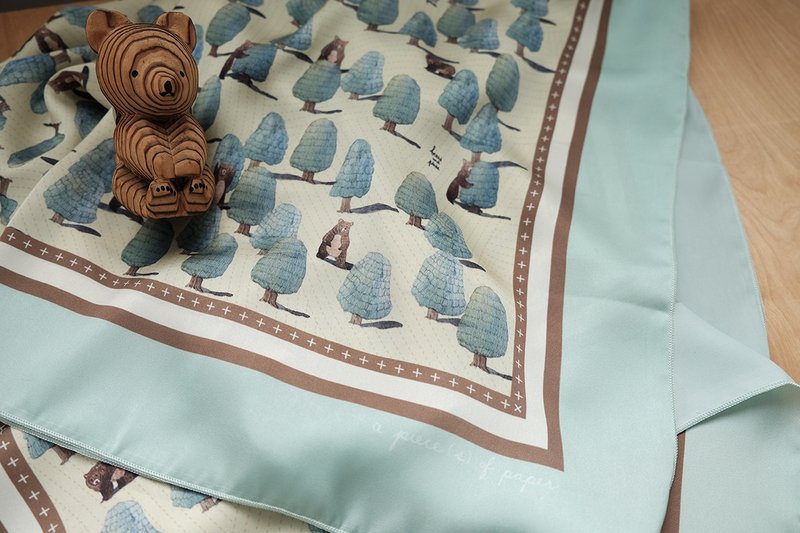 SCARF : Bears in Pines - 丝巾 - 聚酯纤维 绿色