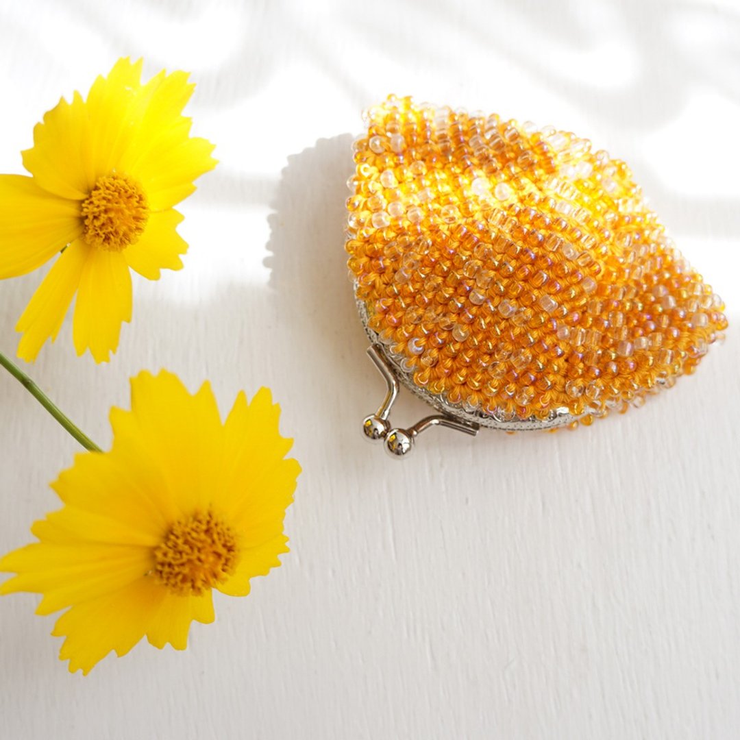 Ba-ba handmade Beads crochet pouch No.1716 - 零钱包 - 其他材质 橘色