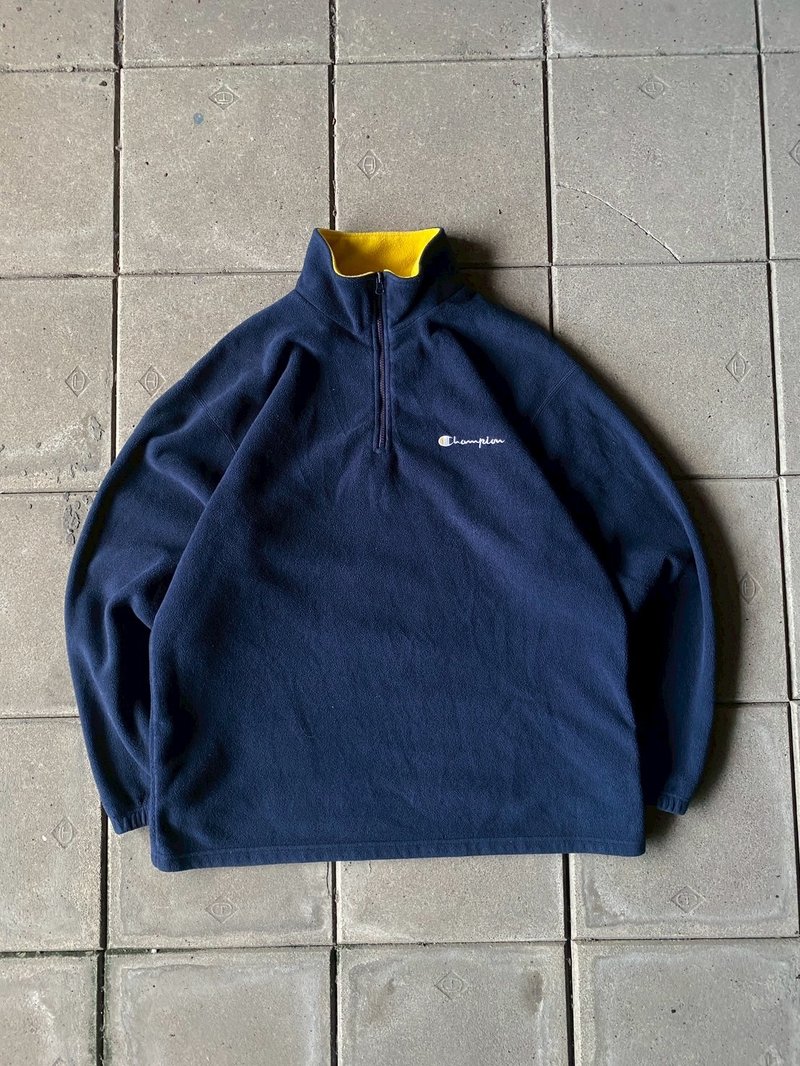 --两光师选物--Champion半拉拼接色摇粒绒上衣 - 男装外套 - 其他材质 蓝色