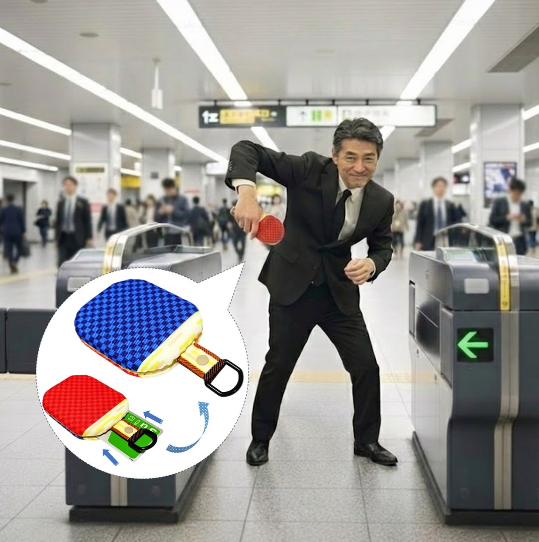 【带伸缩扣】乒乓球迷必备　乒乓球拍造型卡套 / 公交卡套 门禁卡 - 证件套/卡套 - 棉 红色