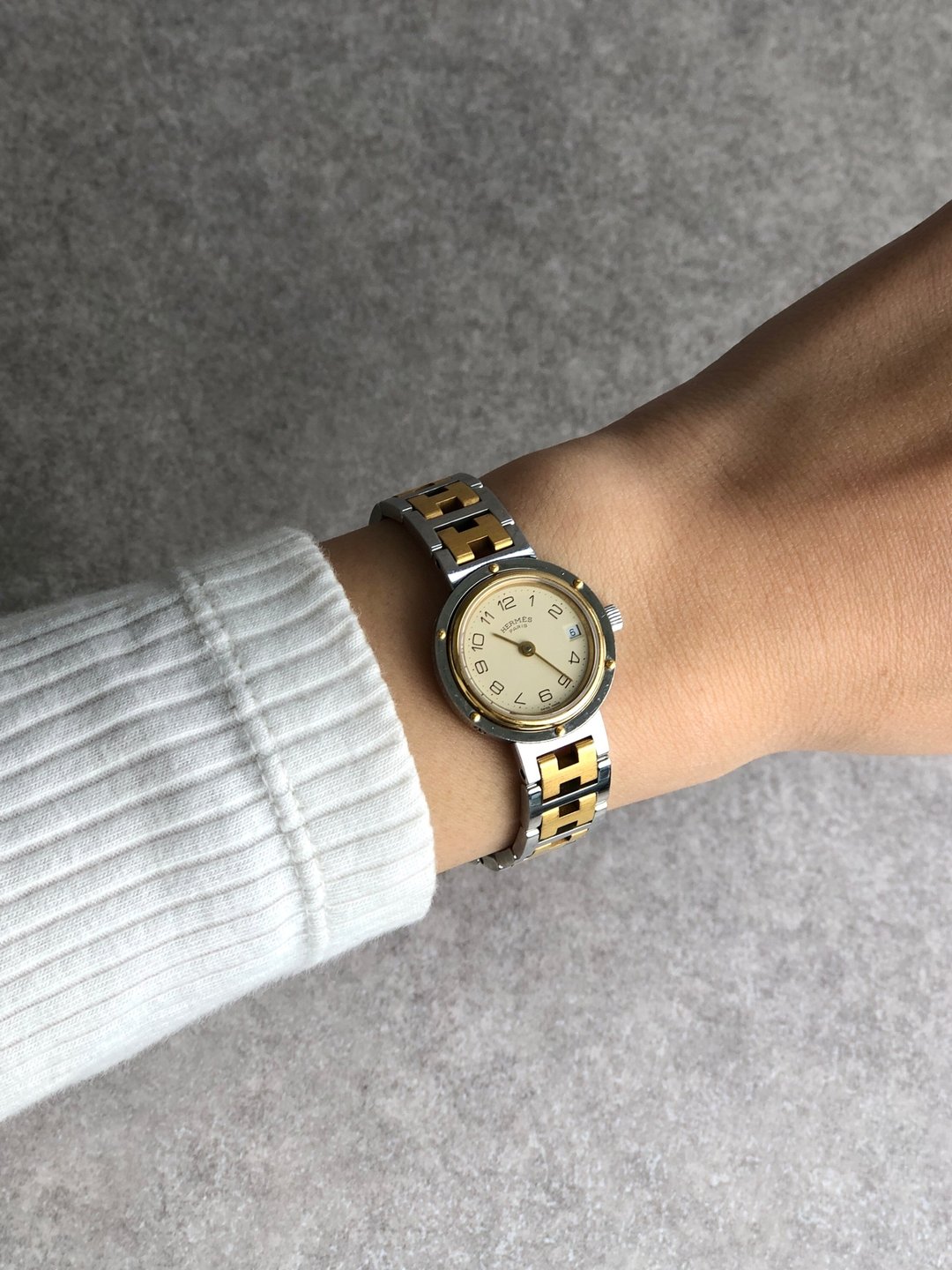 【日本直送 名牌二手包】HERMES 爱马仕 Clipper 腕表 银色×金色 不锈钢 vintage 古董 ccywcb - 女表 - 不锈钢 银色