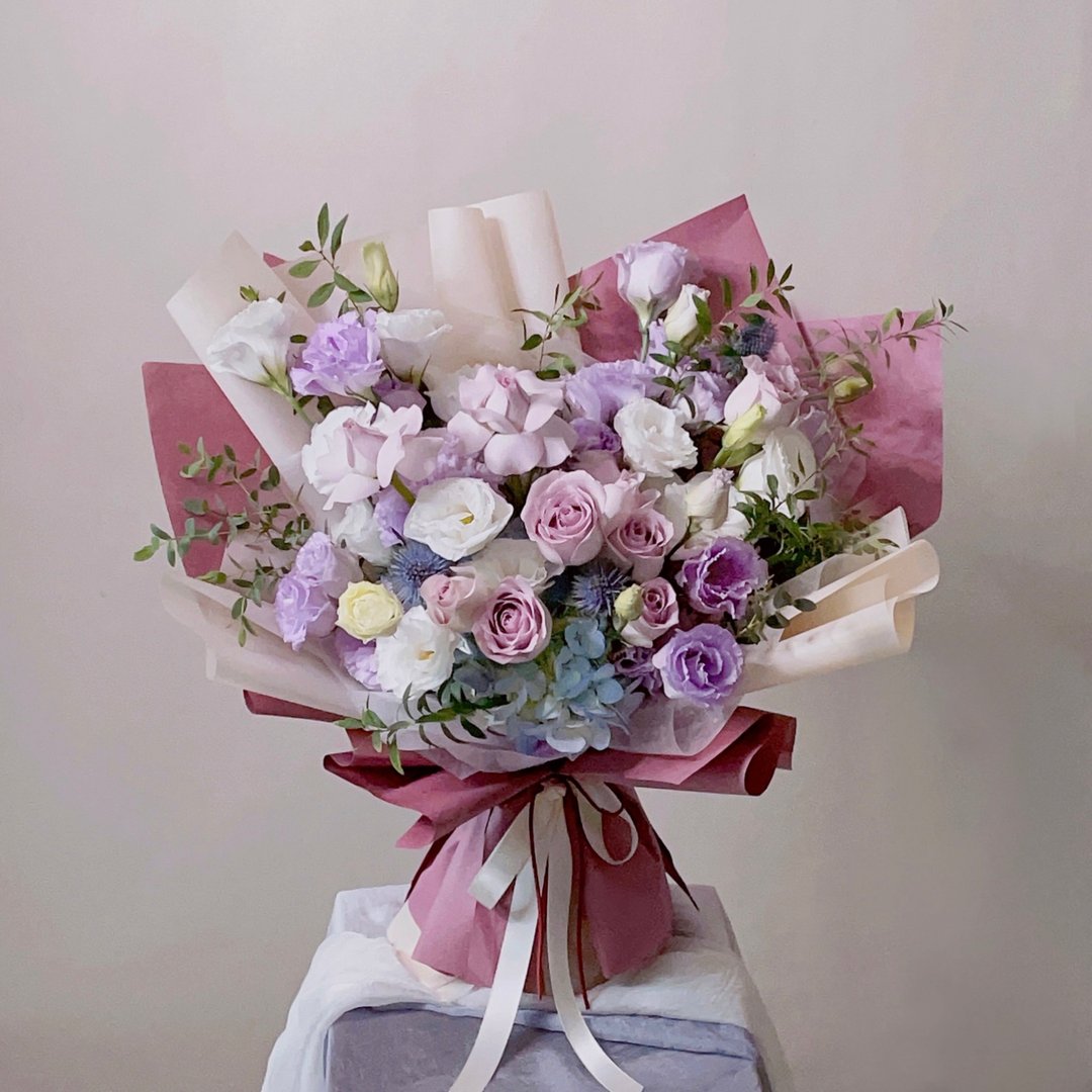 【鲜花】莓紫色玫瑰洋桔梗绣球自然风鲜花花束 - 其他 - 植物．花 紫色