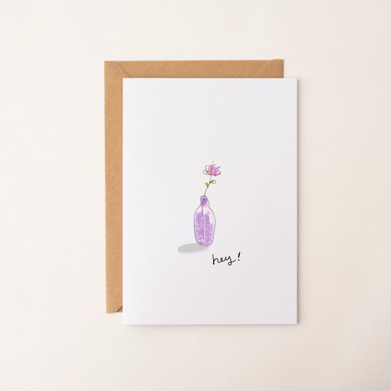 hey! 手绘卡片 万用卡 生日卡 感谢卡 插画 定制化卡片 手写字 - 卡片/明信片 - 纸 紫色