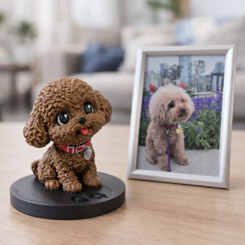 新品-定制化 3D 打印宠物公仔 3D 打印 Q版 Mini Me 小猫小狗摆设 - 玩偶/公仔 - 塑料 咖啡色