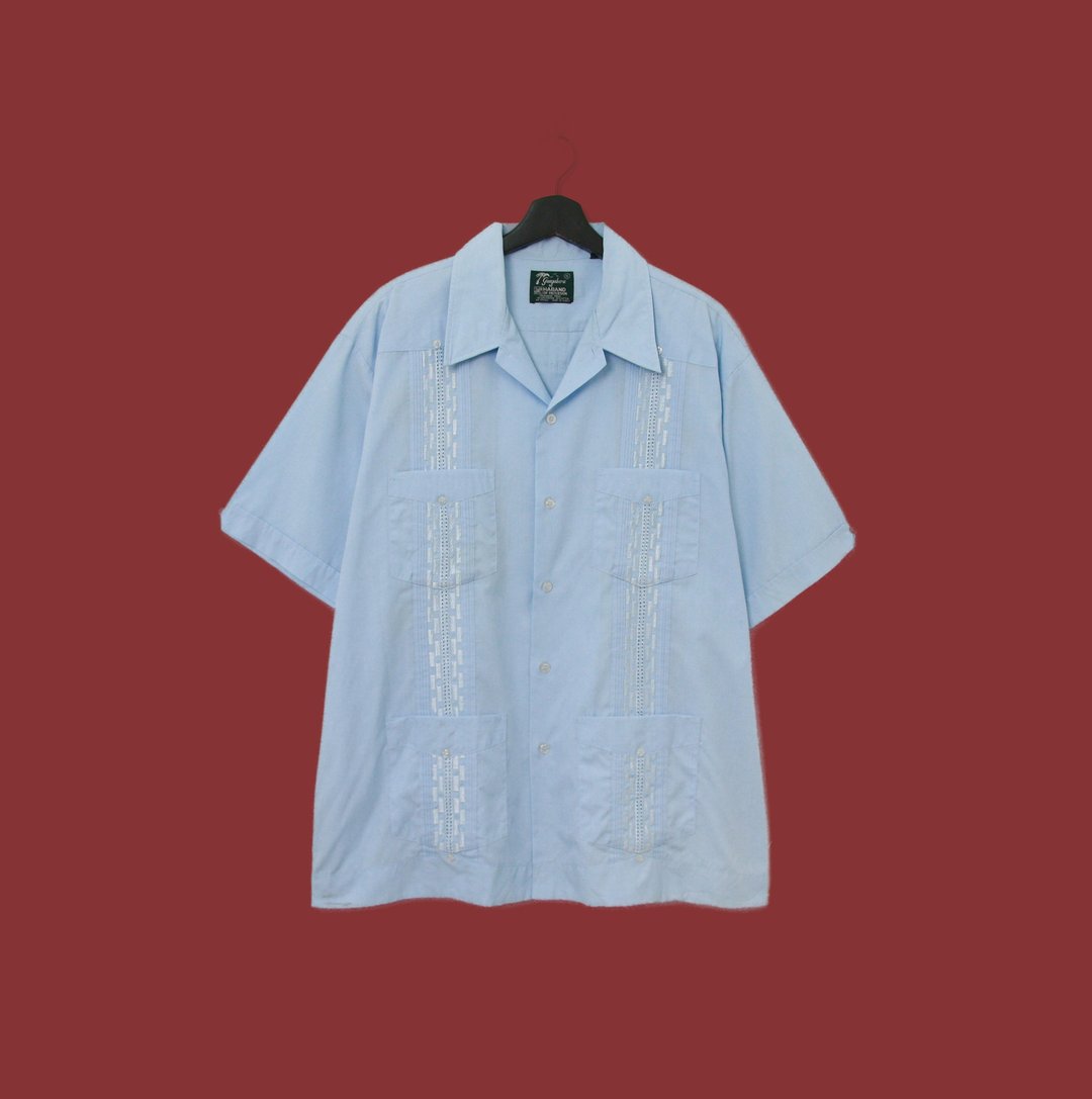 Back to Green- 古巴刺绣衬衫 cb-04 vintage shirt - 男装衬衫 - 棉 