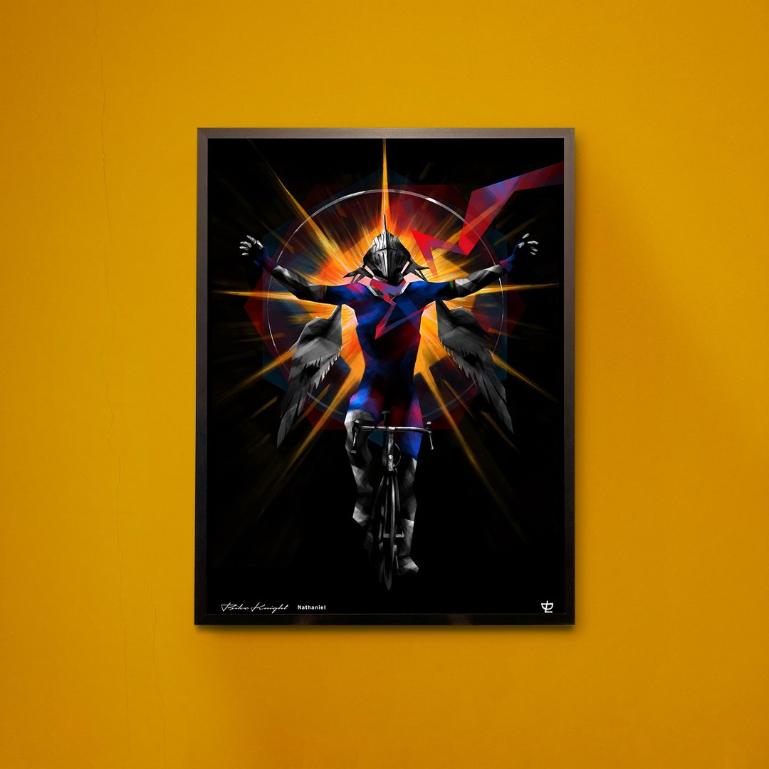 Bike Knight - Nathaniel - Art Print/挂画/限量 - 海报/装饰画/版画 - 纸 橘色