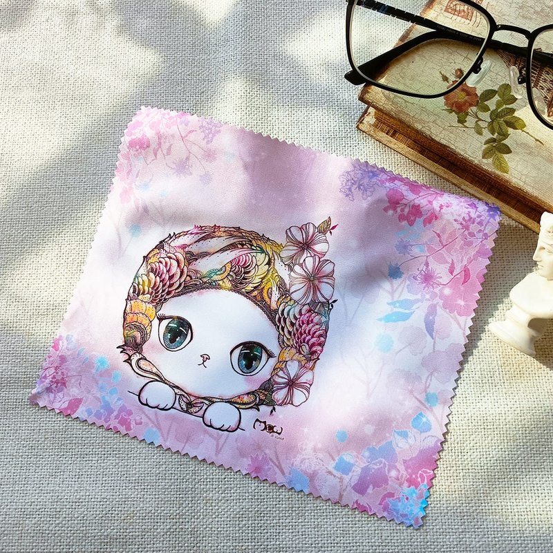 【好喵】擦拭布/眼镜布/拭镜布-温柔趴趴猫 - 眼镜盒/眼镜布 - 聚酯纤维 