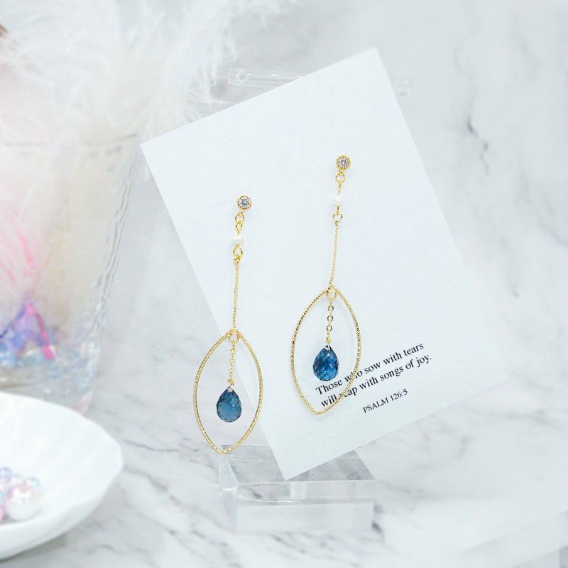 Giftest 石英石/结果之泪基督教耶稣福音饰品耳环圣经水晶J24 - 耳环/耳夹 - 水晶 金色