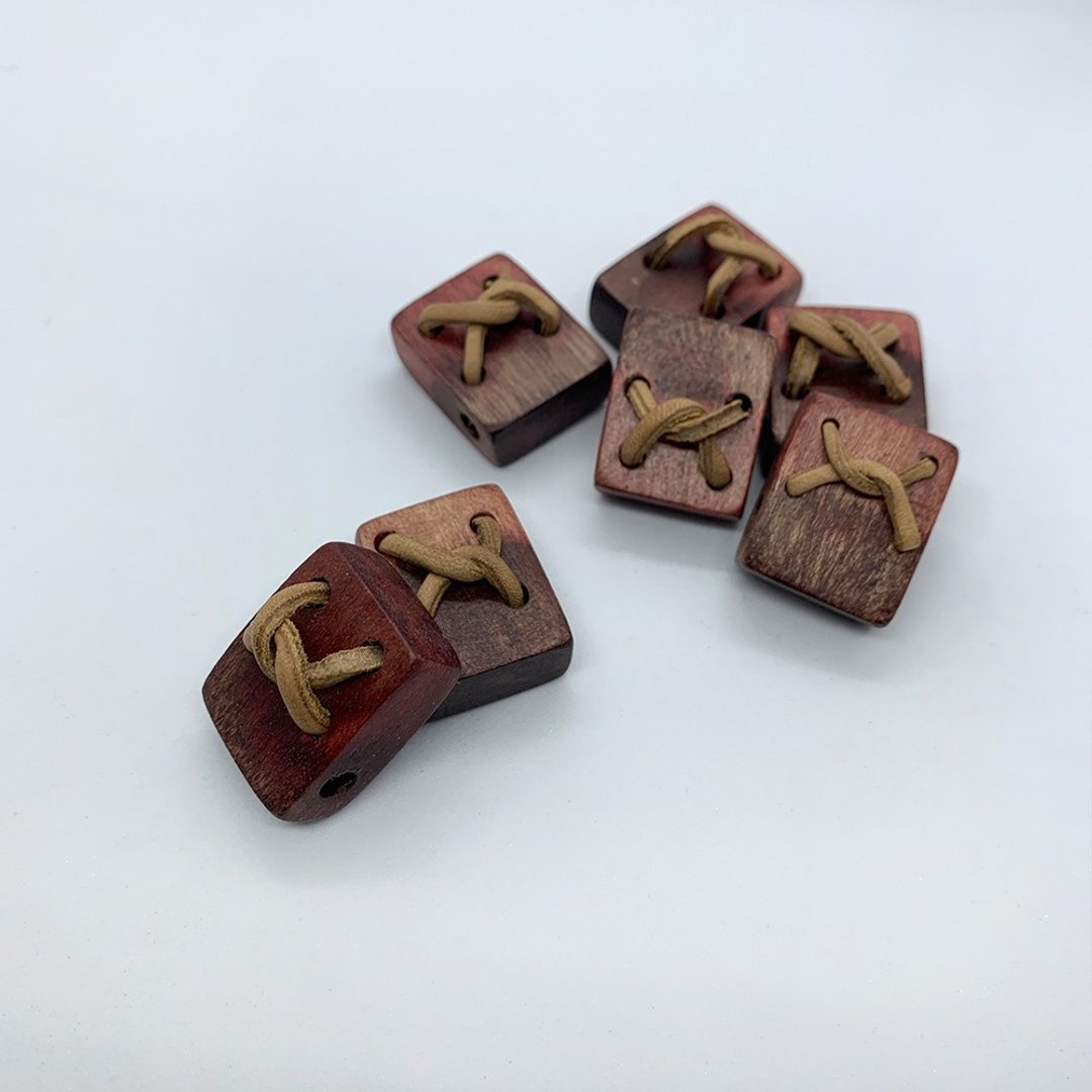 Hana Mokuba -皮革线穿木块饰扣 (一包) - 其他 - 其他材质 