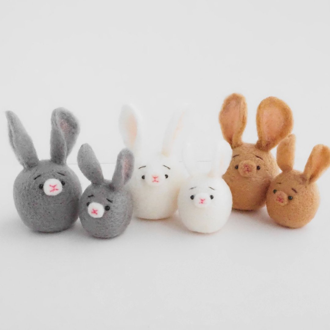2023 Oriental Zodiac Sign of the Year Mayu Rabbit Parent and Child  Wool Felt - 玩偶/公仔 - 羊毛 白色