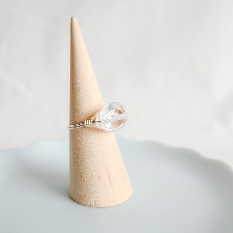 Crystal – Small Grain – Silver Ring – Natural Stone Ring - 戒指 - 其他金属 透明