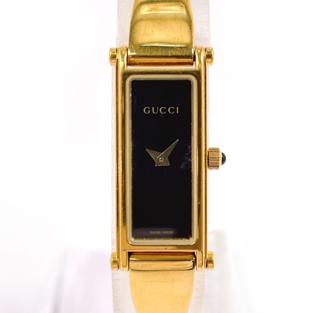 【日本直送 二手美品】古驰 GUCCI 腕表 1500L 不锈钢 金色 黑色表盘 石英 古董 - 女表 - 不锈钢 金色