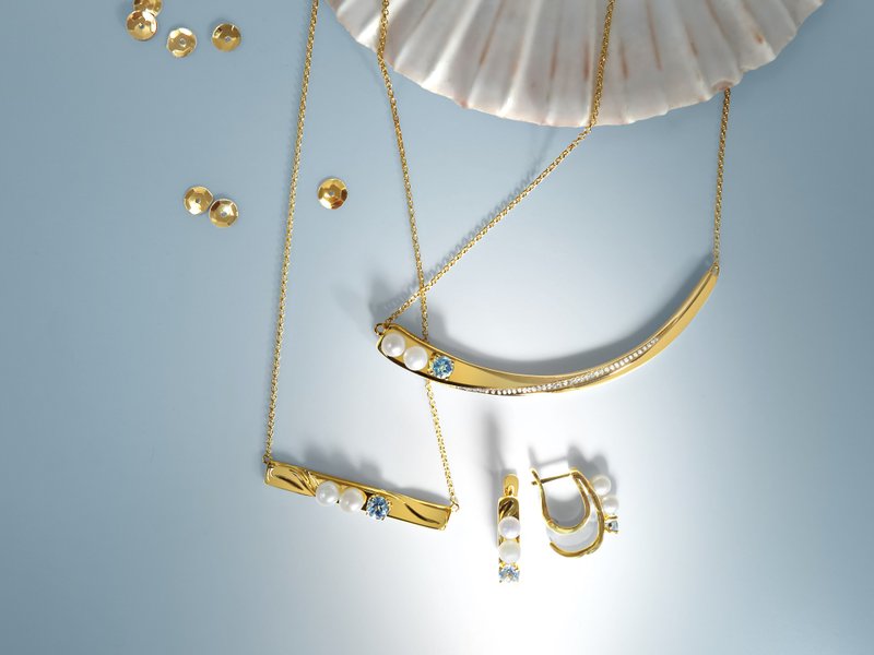 意大利海洋系列 天然珍珠设计波浪项链 - 项链 - 珍珠 