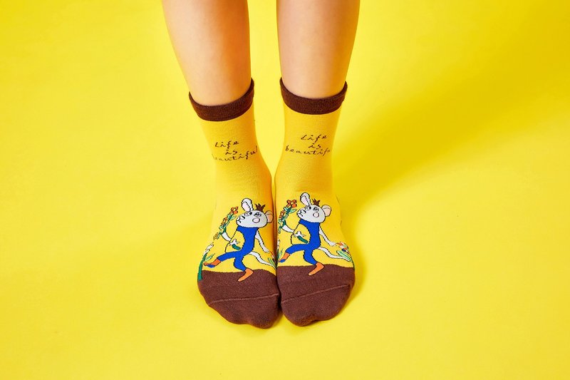 秘密花园 - 短袜 - 袜子 - 环保材料 黄色