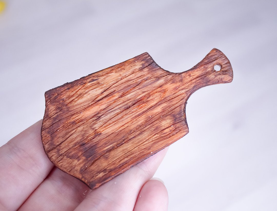 Miniature cutting board, Plank for roombox, For Blythe Barbie, Kitchen mini - 玩偶/公仔 - 粘土 