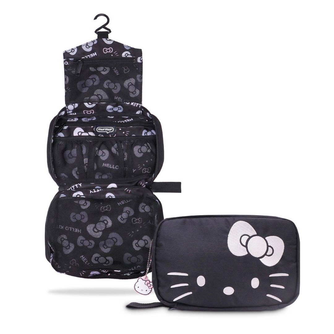 murmur 网状三折盥洗包 | hello kitty (低调黑) | 附吊饰 - 化妆包/杂物包 - 聚酯纤维 