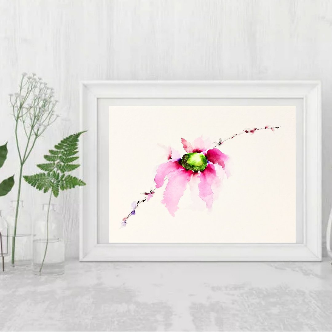 Watercolor Original Daisy Painting Floral Artwork Flower Room Decor Painting - 海报/装饰画/版画 - 纸 多色