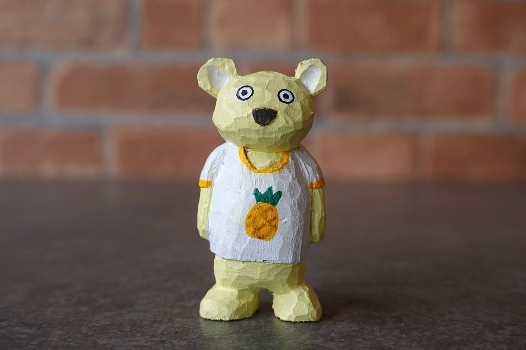 Wooden Doll Pineapple - Candy Bear - 玩偶/公仔 - 木头 黄色