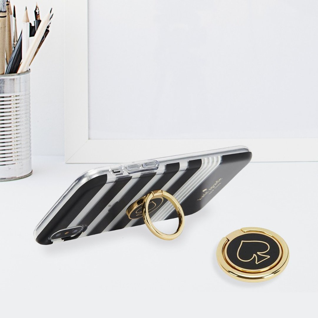 【kate spade】经典黑桃logo精品手机指环-晶钻黑 - 手机配件 - 其他金属 黑色