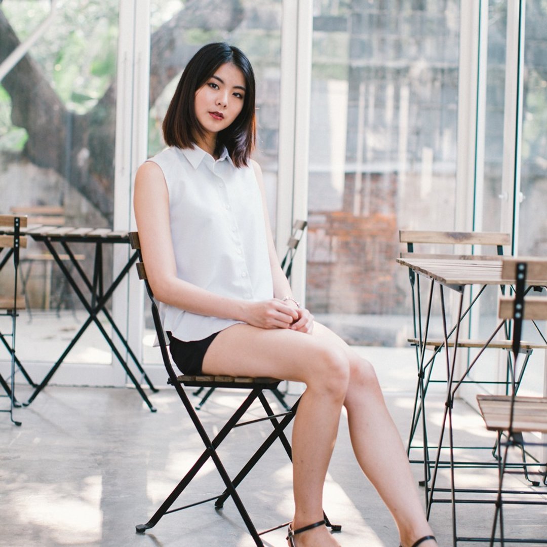 PREMIUM // light green check // women sleevesless - 女装背心 - 聚酯纤维 绿色