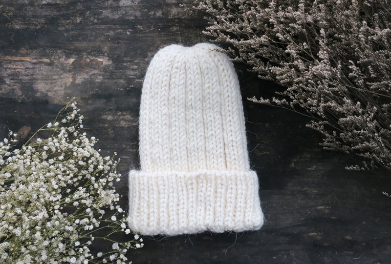 阿母の的手作帽-反折毛帽-精典乳白-圣诞节/交换礼物 - 帽子 - 纸 白色