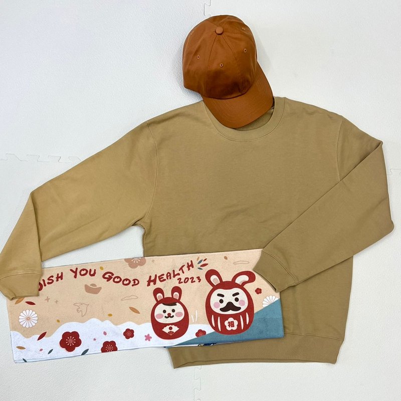 【定制化礼物】达摩兔富士山与浮世绘运动毛巾 - 毛巾浴巾 - 聚酯纤维 卡其色