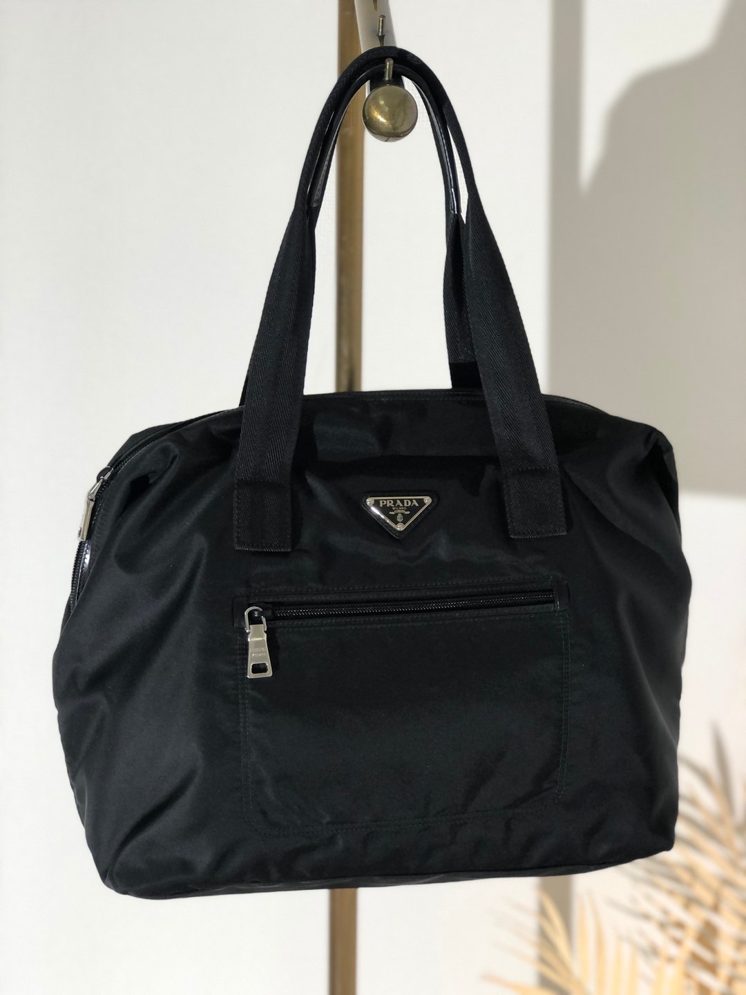 【日本直送，名牌包装】PRADA三角Logo尼龙前袋迷你波士顿手提包黑aki77w - 手提包/手提袋 - 尼龙 黑色