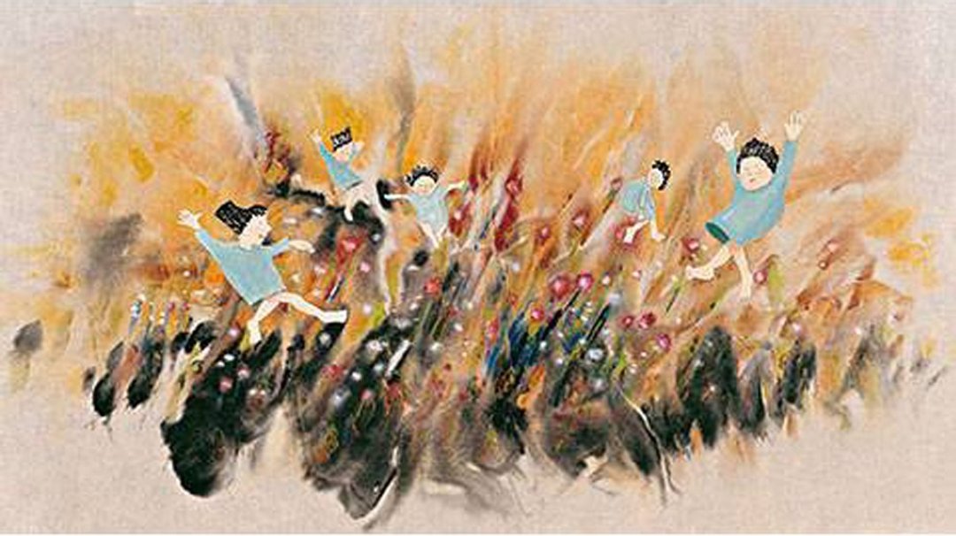 孩童与花 - 海报/装饰画/版画 - 纸 