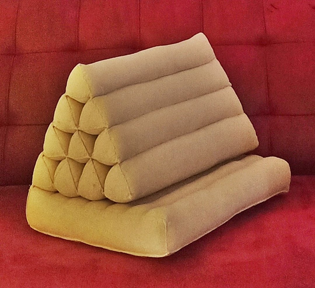 三角枕，2 折，10 个隔层，50 x 120 厘米，Khit 枕头，靠垫枕头，木棉枕头，Khit 图案木棉床垫。 - 枕头/抱枕 - 棉 咖啡色