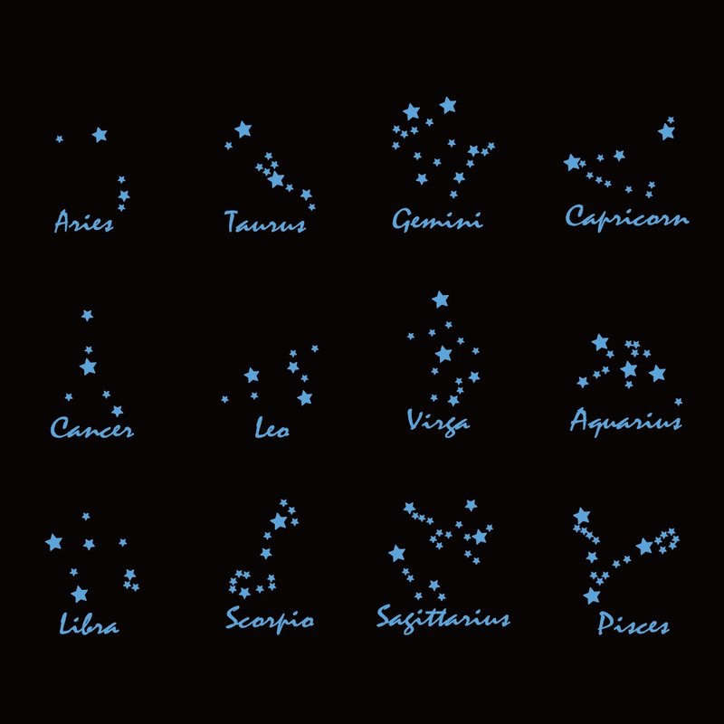 十二星座 星心 星座 蓝色 防水车贴 机车贴纸 高亮度防水耐晒 - 贴纸 - 防水材质 