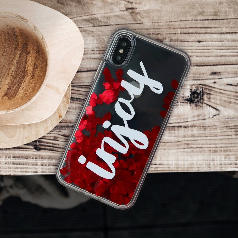 iPhone 6 / 7 / 8 / Plus / X 草写人名定制礼物流沙手机壳保护壳 - 手机壳/手机套 - 塑料 白色