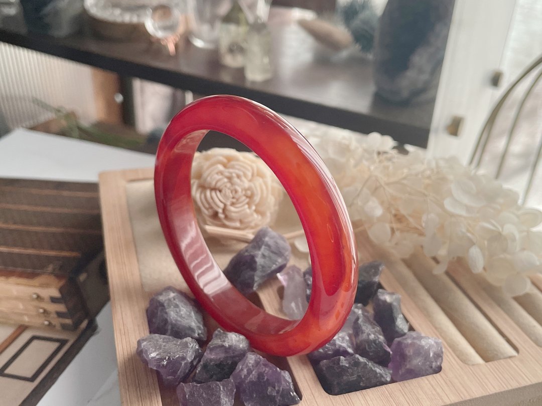 天然红玛瑙手镯  福镯 送礼 - 手链/手环 - 水晶 红色