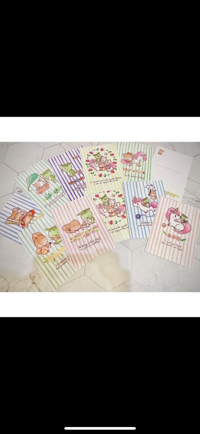 EGG原创治愈小语双彩明信片组/柴犬/河童/独角兽/猫咪 - 卡片/明信片 - 纸 