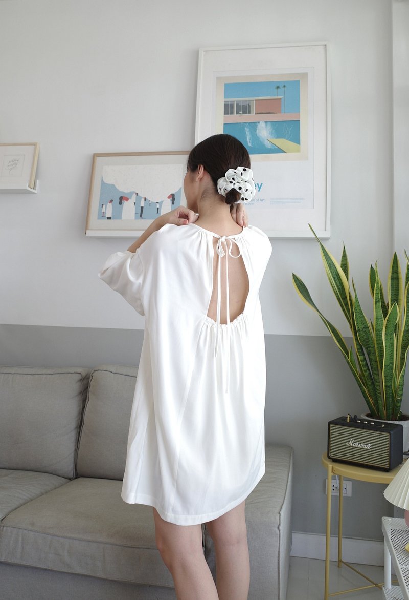 Nuna open back bow pastel dress free size Whiteoakfactory - 洋装/连衣裙 - 聚酯纤维 多色